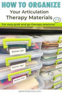 How to organize Your speech therapy materials for grab and go articulation therapy- plus articulation therapy ideas for s-blends