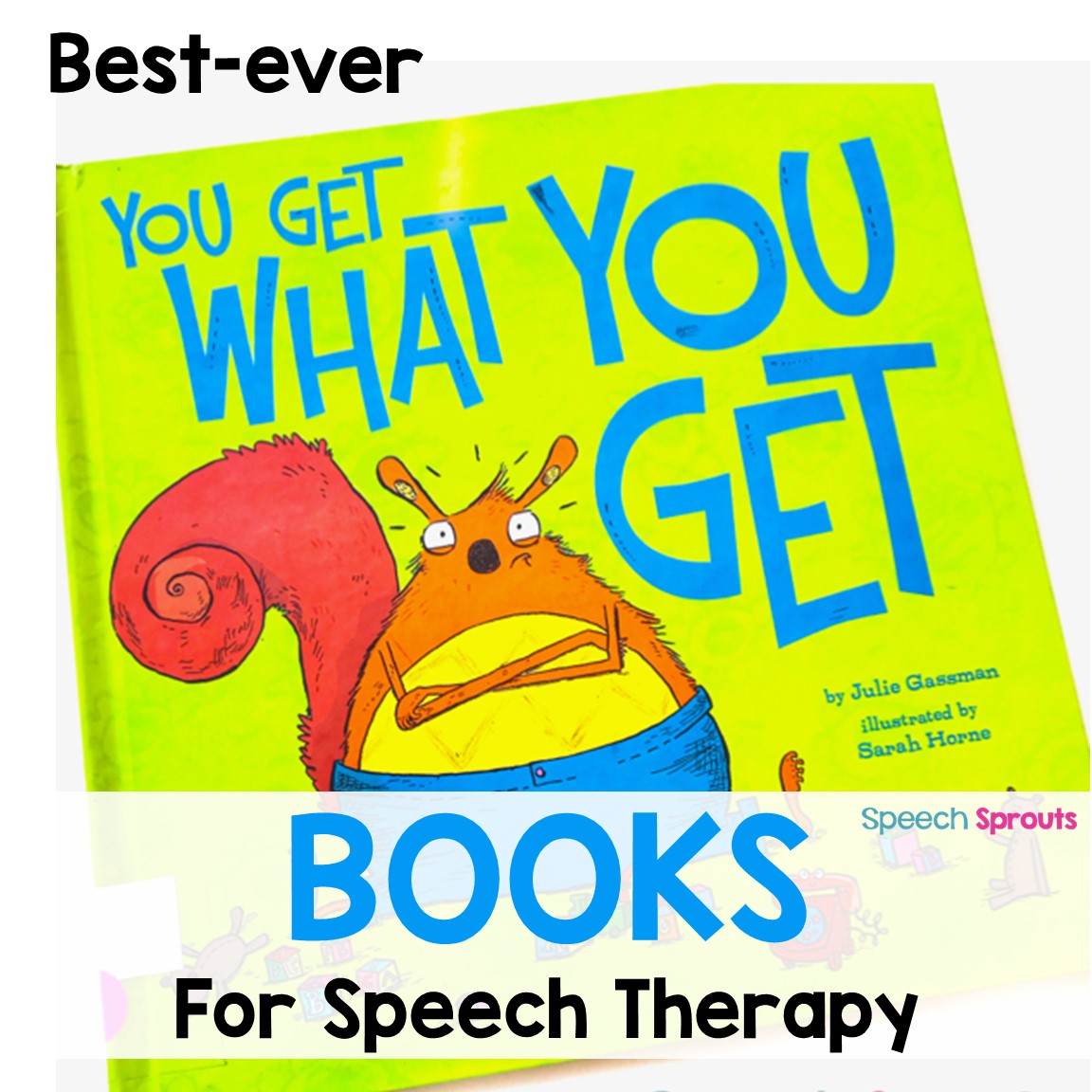You Get What You Get Books for Speech Therapy. The cover showls a Young squirrel who is pouting and mad because he didn't get his way!