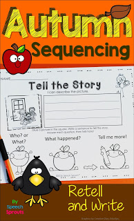 A fall writing activity with sequencing pictures for speech therapy