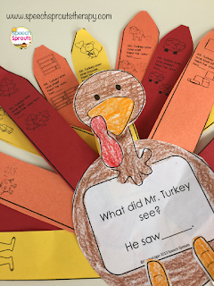 Thanksgiving Pronouns, Plurals and Verbs: Game and Craftivity www.speechsproutstherapy.com