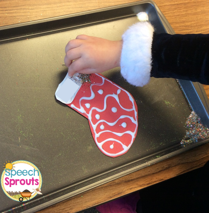 S-blends articulation activities- make a glittered stocking in speech therapy