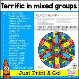 Back To School No-Prep Language With Mandala Coloring Pages - Speech ...