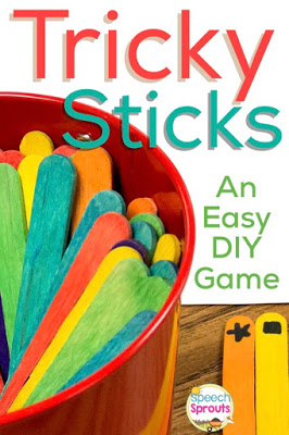 Tricky Sticks- Make this Super-Easy Speech Therapy Game www.speechsproutstherapy.com