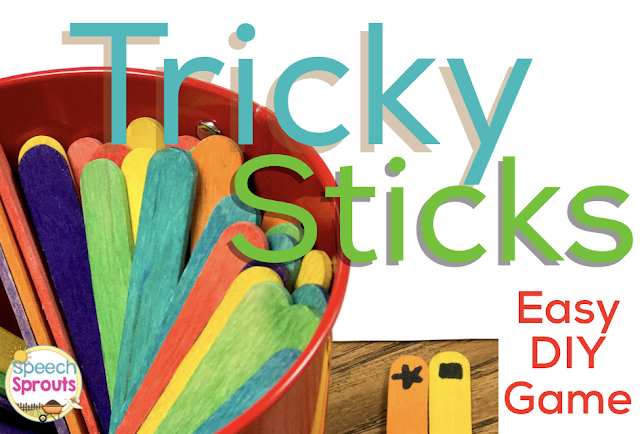 Tricky Sticks- Make this Super-Easy Speech Therapy Game www.speechsproutstherapy.com