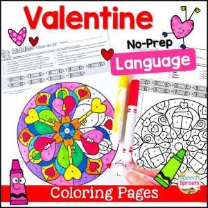 BeautifulValentine no-prep language skills coloring pages for speech therapy