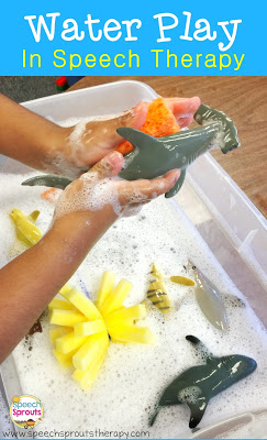 Give your sharks a soapy bath in speech therapy or your preschool centers for shark week. Read this post for more fun ideas for pre-k and kindergarten shark and ocean themes. www.speechsproutstherapy.com