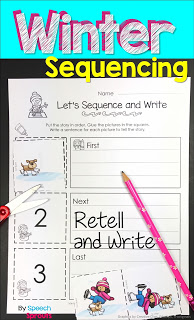 A winter writing activity with sequencing pictures for speech therapy