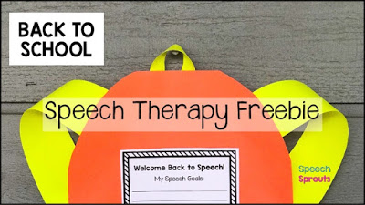 Free! A bright orange paper backpack craft to welcome your speech therapy students back to school and teach them about their therapy goals. #speechsprouts #backtoschool #speechtherapy #backtoschoolcraft