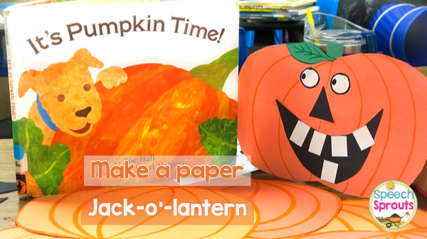 5 terrific pumpkin-themed books and activities for preschool speech therapy this fall. #speechsprouts #speechtherapy #speechandlanguage #fall #pumpkins #preschool