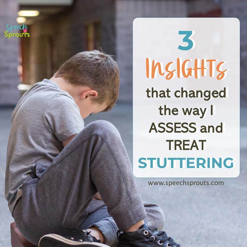 3 Insights that changed the way I assess and treat stuttering www.speechsprouts.com A little boy is sitting on the ground.