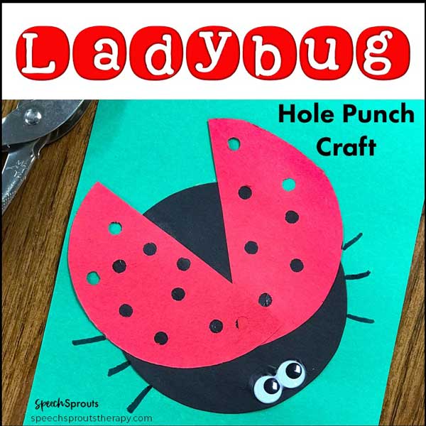 This easy ladybug craft for preschoolers is done with construction paper and a hole punch! Find a fun ladybug song for preschoolers and ladybug book ideas too in this post by Speech Sprouts www.speechsprouts.com