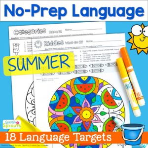 summer language mandala coloring pages printables that cover 18 language skills in speech therapy like this pretty watermelon pattern